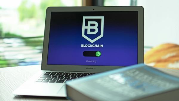 Laptop displaying a blockchain security screen